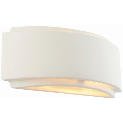 Endon Lighting Gianna - Applique Murale Céramique Non Émaillée & Peinture Blanche Brillante 1 Lumière Dimmable IP20 - E14