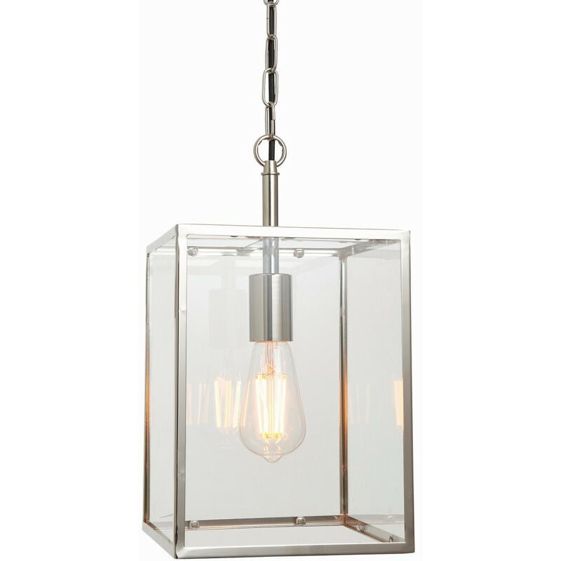 Image of Endon - Lighting Hadden - Lampadario in Nichel Lucido e Vetro Trasparente 1 Luce Dimmerabile IP20 - E27