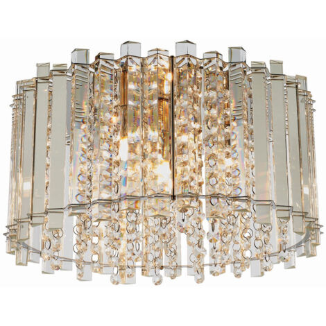 Endon Lighting Hanna - Plaque à Effet Verre Cristal Clair (K5) et Chrome à 4 Lumières Dimmable IP20 - G9