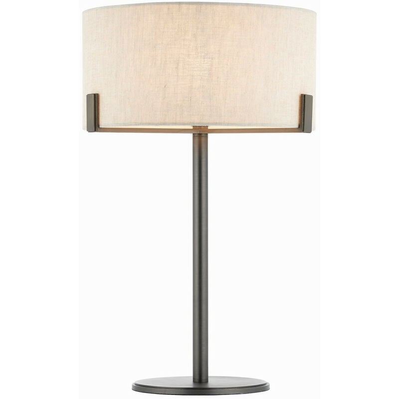 

Hayfield - Lámpara de sobremesa Placa Efecto Bronce Cepillado & Lino Natural 1 Luz IP20 - E27 - Endon Lighting