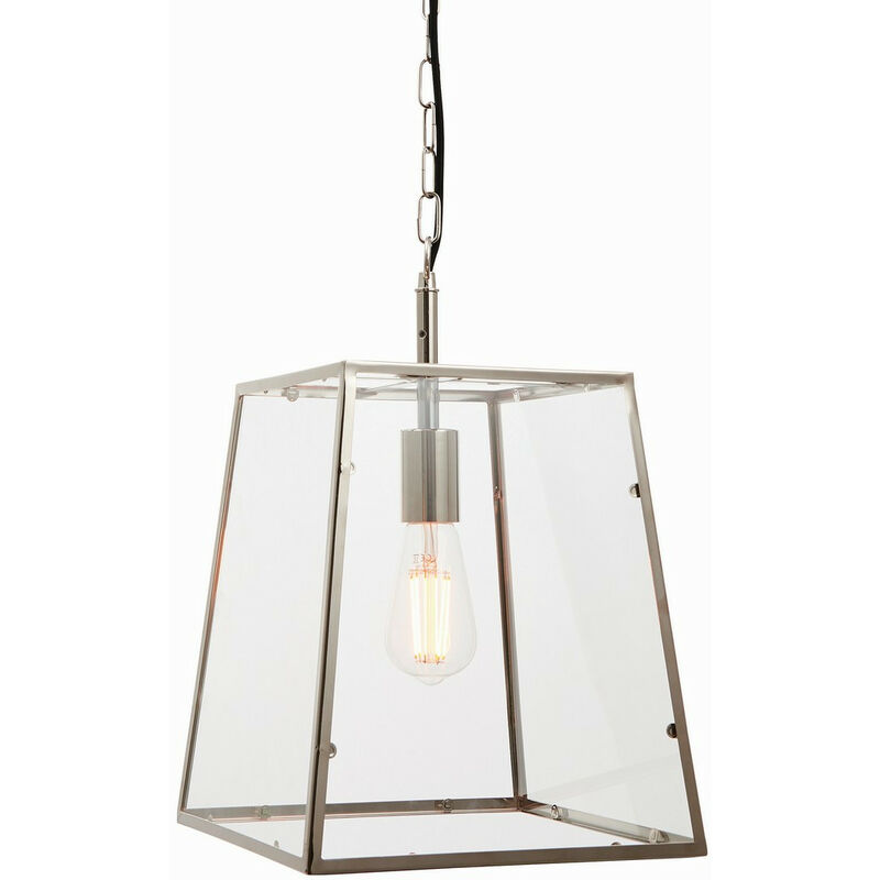 Image of Lighting Hurst - Lampadario in Nichel Lucido e Vetro Trasparente 1 Luce Dimmerabile IP20 - E27 - Endon