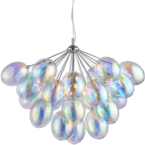 Endon Lighting Infinity - Suspension Plaque Effet Chrome & Verre Dichroïque 6 Lumière Dimmable IP20 - G9