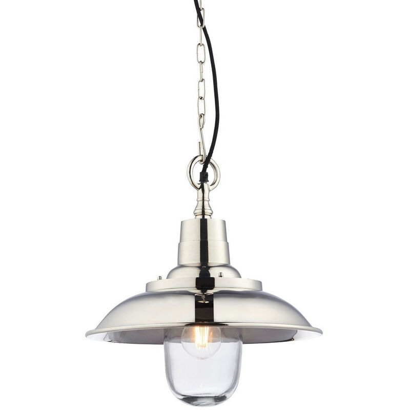 Endon Collection Lighting - Endon Lighting Langley - Suspension Nickel Brillant & Verre Clair 1 Lumière Dimmable IP20 - E27