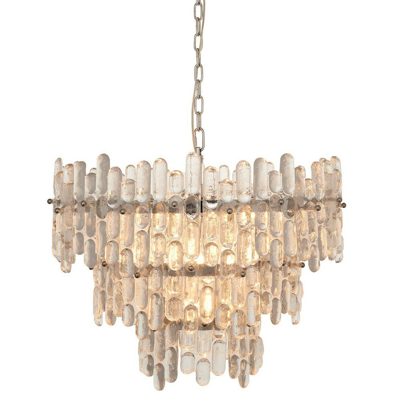 

Endon Lighting - Maya - Colgante Placa Efecto Cromado y Cristal Transparente 9 Luz Regulable IP20 - E14