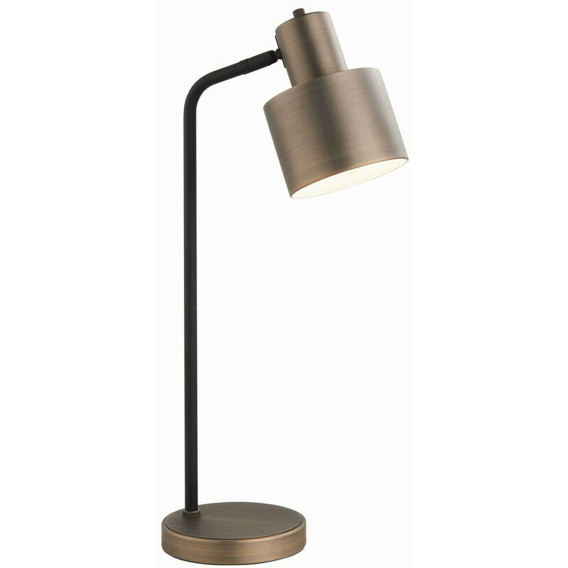 Image of Endon - Lighting Mayfield - Lampada da tavolo con piastra effetto bronzo antico scuro e vernice nera opaca testurizzata 1 luce IP20 - E27