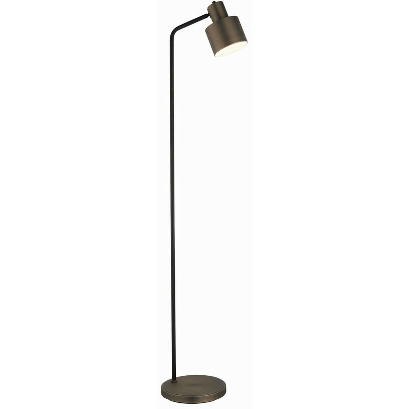 Image of Endon - Lighting Mayfield - Lampada da terra con piastra effetto bronzo antico scuro e vernice nera opaca testurizzata 1 luce IP20 - E27