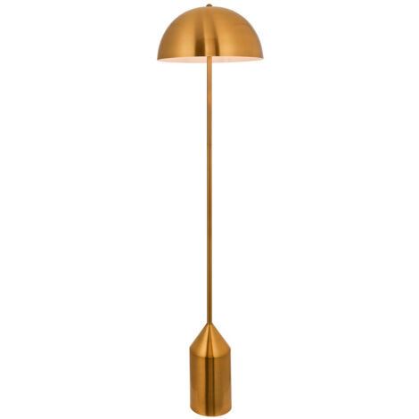 Endon Lighting Nova - Lampadaire Plaque Laiton Antique & Blanc Brillant 1 Lumière IP20 - E27