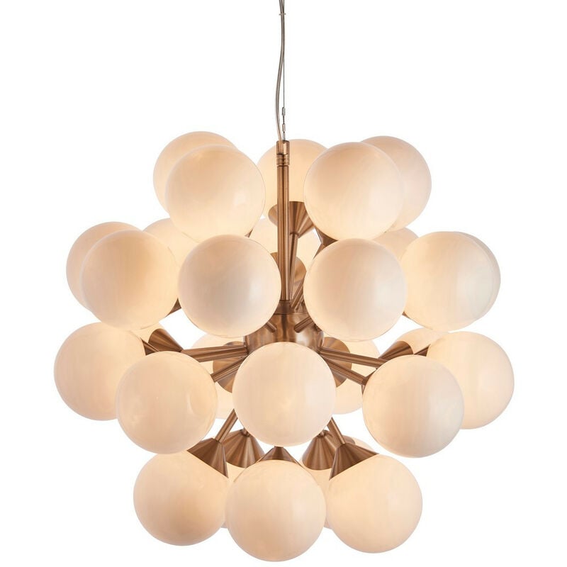 

Endon Lighting Oscar - Colgante Placa Efecto Níquel Satinado y Cristal Blanco Brillo 28 Luz Regulable IP20 - G9