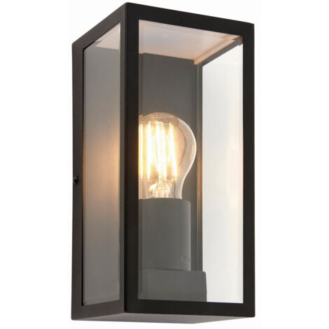 Endon Lighting Oxford - Applique da esterno Vernice Nero Opaco e Vetro Trasparente 1 Luce Dimmerabile IP44 - E27