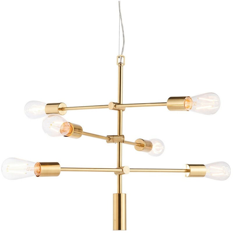 

Rubens - Colgante Plato Efecto Dorado Cepillado Satinado 6 Luz Regulable IP20 - E27 - Endon Lighting