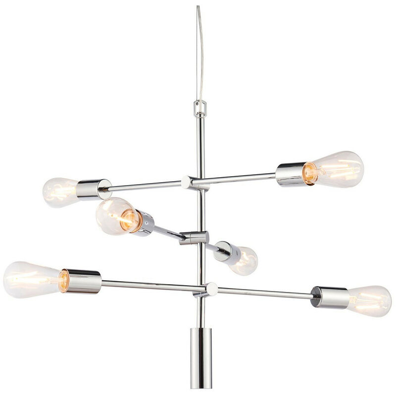 

Rubens - Placa Efecto Cromado Colgante 6 Luces Regulable IP20 - E27 - Endon Lighting