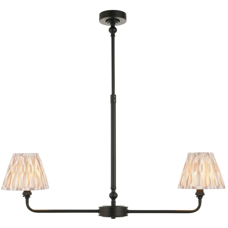 Endon Lille Suspension noire mate avec abat-jour en tissu imprimé neutre Ikat 16 cm 2 x B22 Endon Lille Suspension noire mate avec abat-jour en tissu imprimé neutre Ikat 16 cm 2 x B22