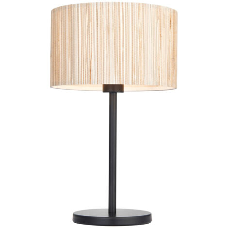 Endon Longshore Lampe de table complète, jonc de mer naturel, noir mat