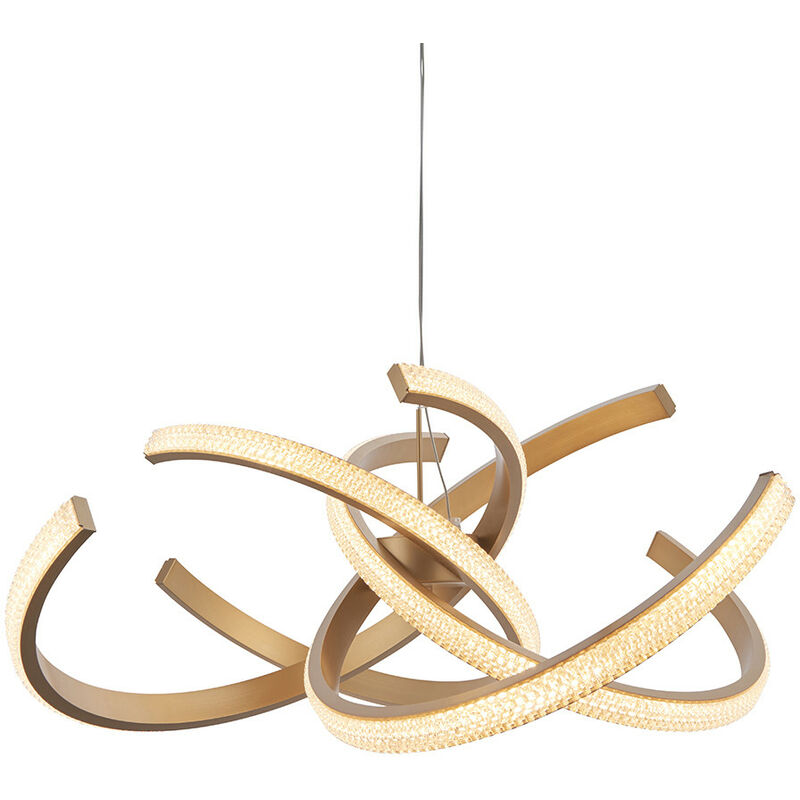 Endon Lighting - Endon Lorenzo Contemporary Designer Crystal LED Pendant Light Satin Gold, Warm White