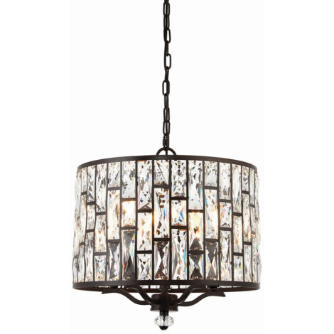 Endon - Luminaire suspendu à 5 ampoules au fini bronze foncé, cristal clair, E14