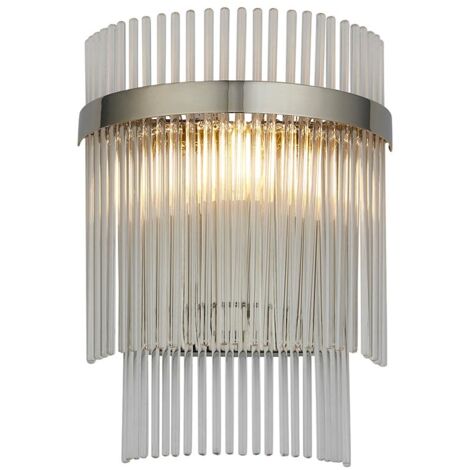 Endon Marietta Applique avec abat-jour en verre Nickel brillant
