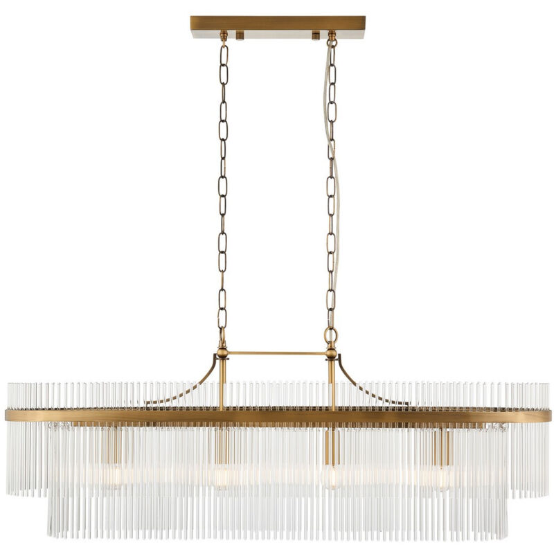 Marietta Plafonnier suspendu de bar en laiton antique, verre transparent, 4 x E14 - Endon