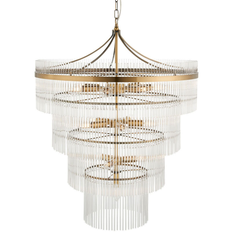 Endon Marietta Plafonnier suspendu en laiton antique, verre transparent, 16 x E14