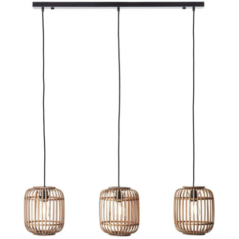Endon Mathias Lampada da soffitto a sospensione Bar, bambù naturale, compensato, vernice nera opaca