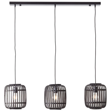 Endon Mathias Lampada da soffitto a sospensione Bar, bambù scuro, compensato con vernice nera opaca