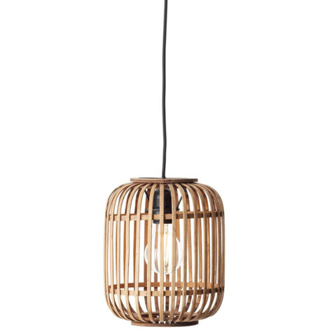 Endon Mathias Lampada da soffitto a sospensione singola, bambù naturale, compensato, vernice nera opaca