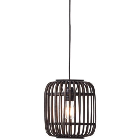 Endon Mathias Lampada da soffitto a sospensione singola, bambù scuro, compensato con vernice nera opaca