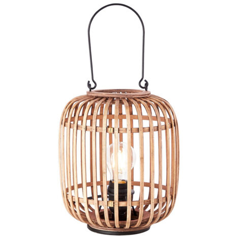 Endon Mathias Lampada da tavolo completa, bambù naturale, compensato, vernice nera opaca