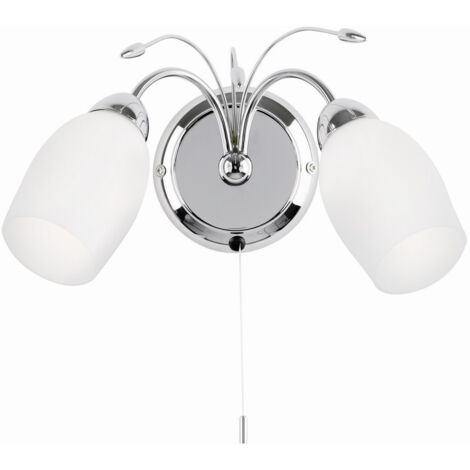 Endon Meadow - Applique da interno a 2 luci cromata con vetro bianco, attacco E14