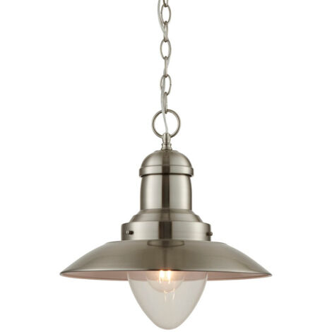 Endon Mendip - Lampadario a sospensione a 1 luce a cupola in vetro trasparente, nichel satinato, E27