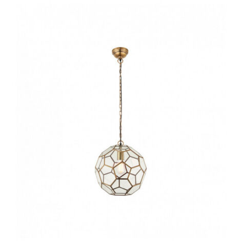 Endon Miele - Luminaire suspendu sphérique à 1 lumière, laiton antique, verre, E27