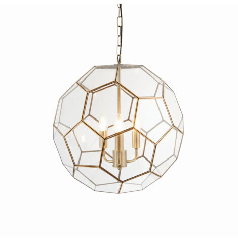 Endon Miele - Luminaire suspendu sphérique à 3 ampoules, laiton antique, verre, E14