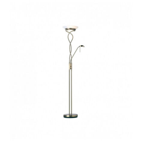 Endon Monaco - Lampadaire Mère et Enfant Laiton Antique, Verre Opale, G9
