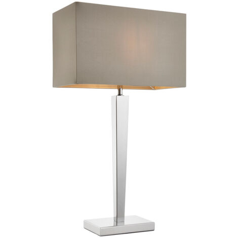 Endon Moreto - Lampe de table à 1 lumière chrome avec abat-jour effet soie gris, B22