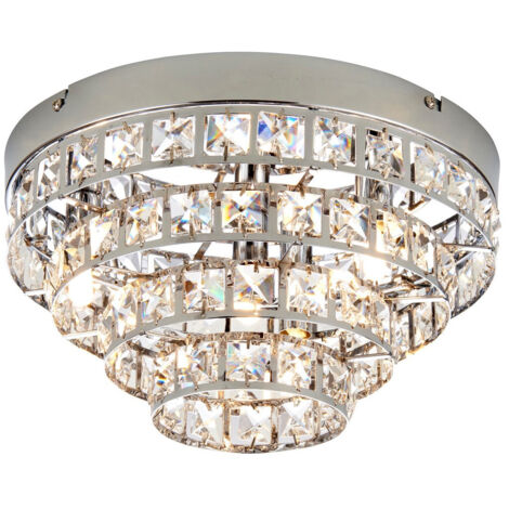 Endon Motown - Plafoniera a filo a 4 luci, cromo, cristallo trasparente (K5), G9