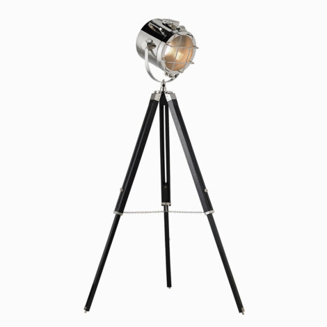 Endon Nautical - Lampada da terra Nero Opaco, Placca Nichel Lucida, E27