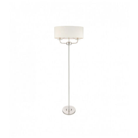 Endon Nixon - Lampadaire à 2 lampes, plaque de nickel, effet soie blanche, verre cristal, E14