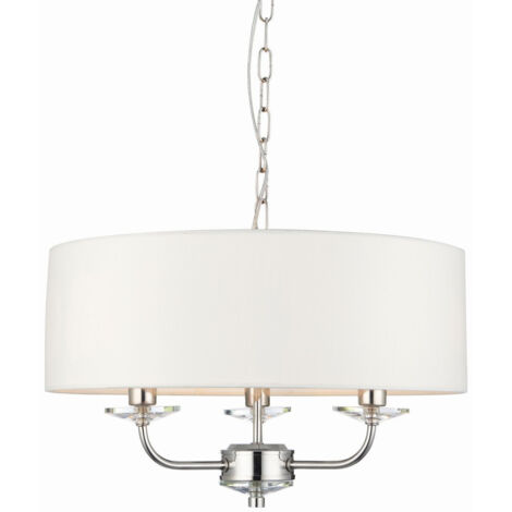 Endon Nixon - Placca di nichel a 3 bracci multibraccio a soffitto, effetto seta bianca, E14
