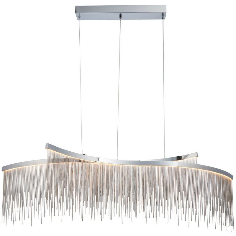 

Endon Orphelia LED Curve Twin Bar Lámpara colgante Cadena de plata fina Efecto cascada Cromo pulido, Blanco cálido