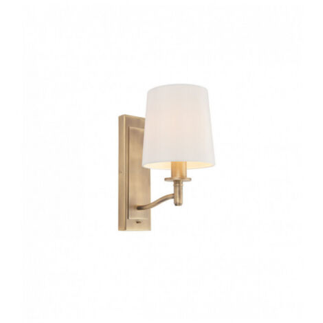 Endon Ortona - 1 Lumière Murale Laiton Antique Mat, Fausse Soie Blanche Vintage, E14