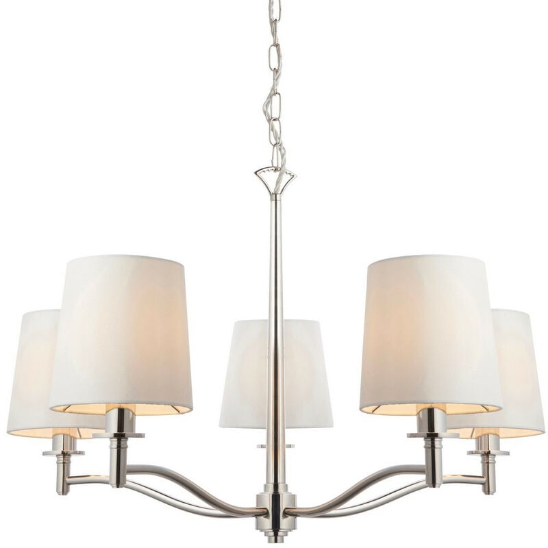 

Endon Ortona Colgante vintage 5 cortinas de tela blanco níquel brillante claro