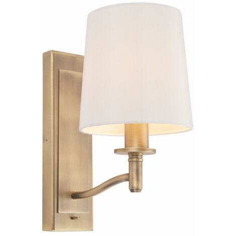Endon Ortona - Ottone antico opaco a 1 parete chiaro, finta seta bianca vintage, E14