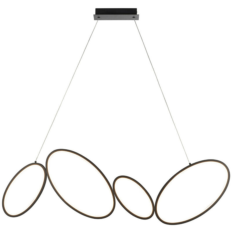 Endon Lighting - Endon Ovals Modern Designer 4 Ring LED Pendant Light Textured Black Finish