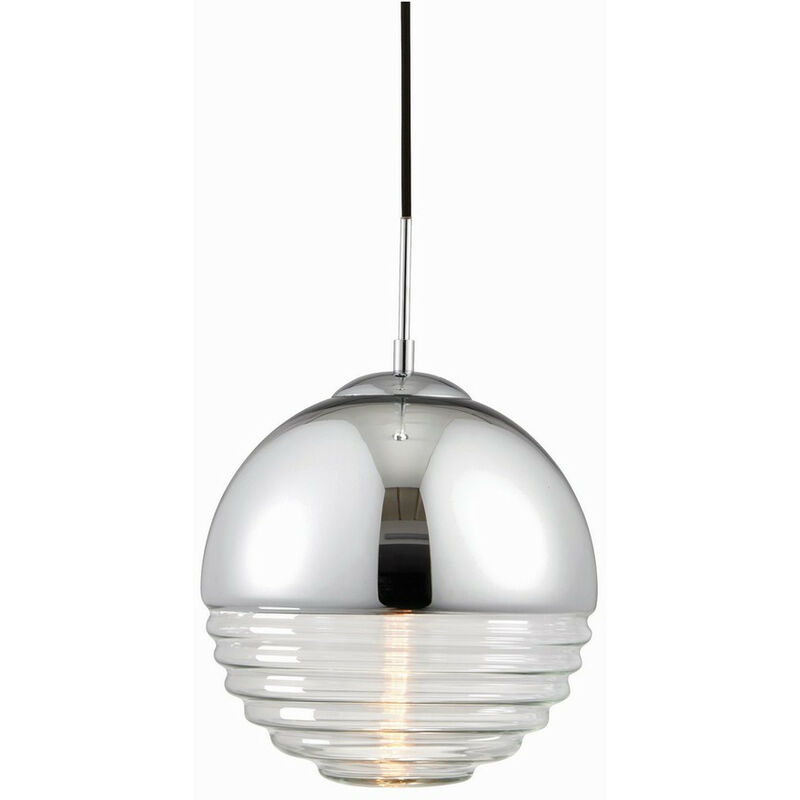 Image of Paloma - Sospensione a soffitto a 1 globo di luce, vetro rigato trasparente, cromato, E14 - Endon
