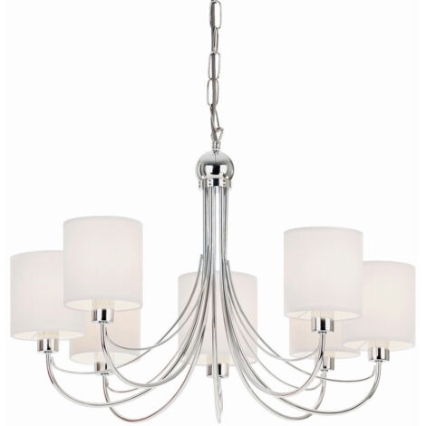 Endon Phantom - Lustre à 7 bras multiples au fini chrome et tissu Tc blanc, E14