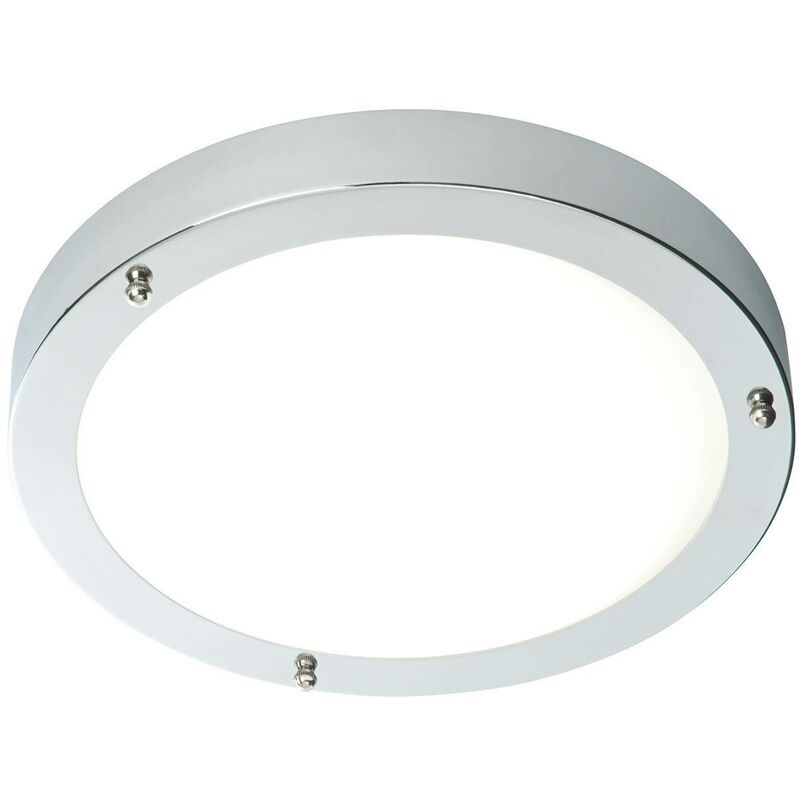 Portico - led Bathroom Flush Ceiling Light Chrome, Frosted Glass IP44 - Endon