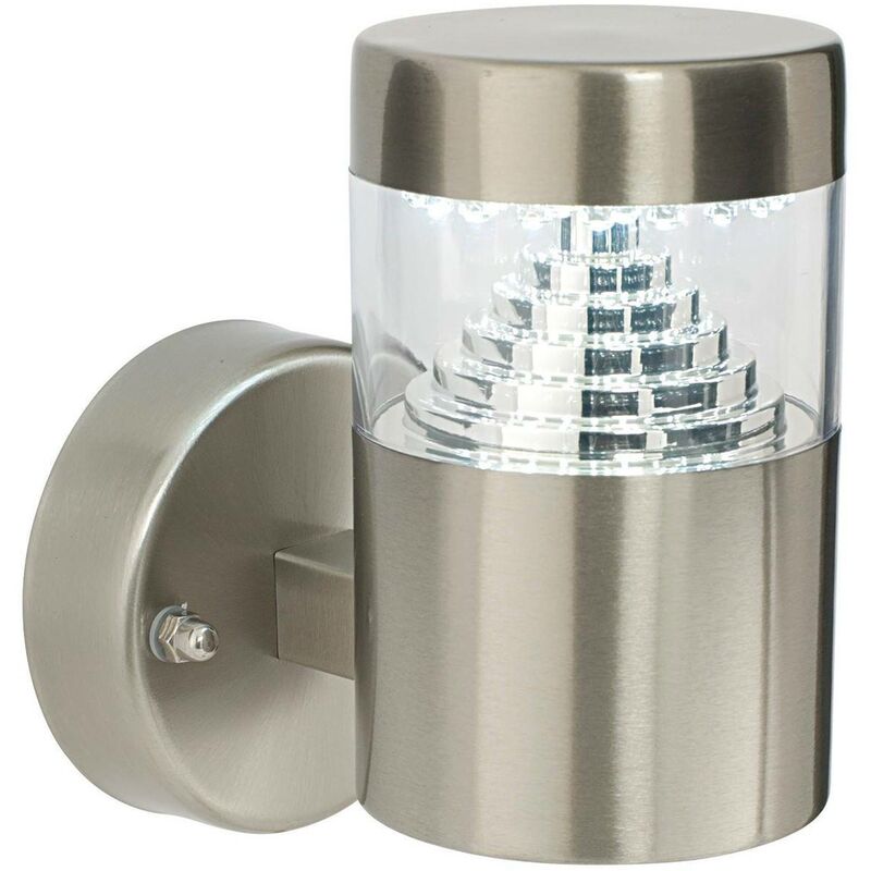 Endon Pyramid - 1 Light Outdoor Wall Light Stainless Steel, Polycarbonate IP44
