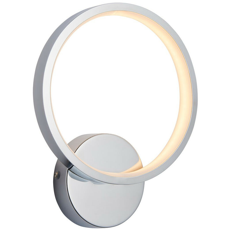 

Endon Radius Lámpara de pared LED redonda de diseño moderno, cromo, blanco cálido, IP44