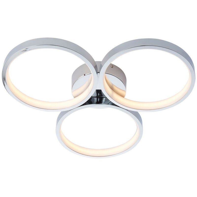 

Endon Radius Lámpara de techo LED semi empotrada redonda de diseño moderno, cromo, blanco cálido, IP44