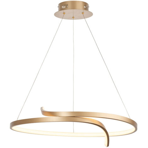 Endon Rafe - Sospensione LED da soffitto in oro spazzolato opaco e silicone bianco