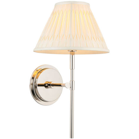 Endon Rennes & Chatsworth Applique avec Abat-jour Plaque Nickel Brillant & Soie Ivoire
